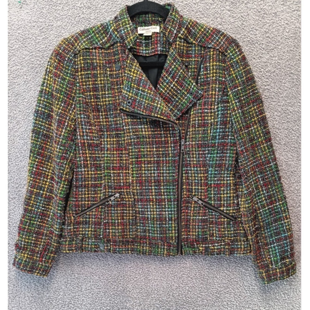Coldwater Creek Women's Tweed Jacket Size 6 Multicolor Bouclé Blaze Gallery core